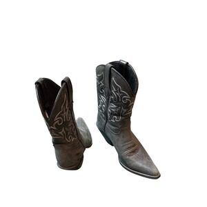 Durango Western‎ Boots Women's Size 6.5 Gray Leather Cowgirl Embroidered
